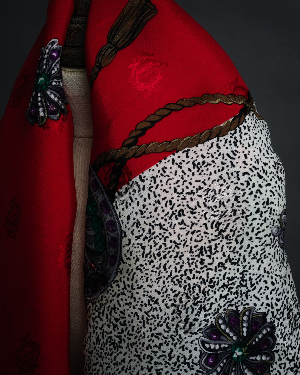 “Christian Dior” 80’s-90’s Jewelry motif monogram silk scarf