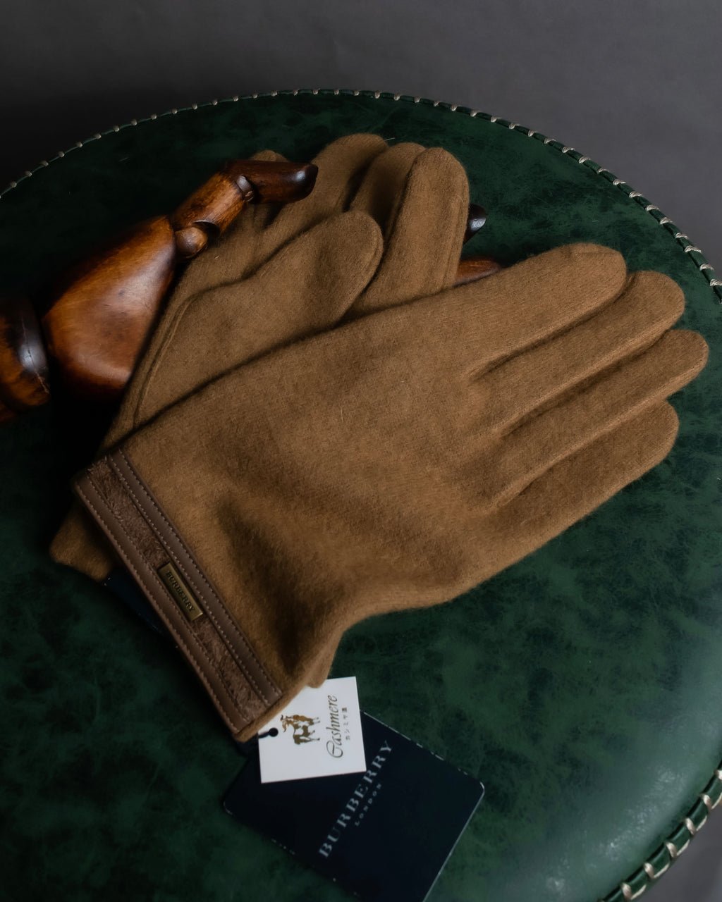 "BURBERRY" Cashmere blend design suede leather gloves