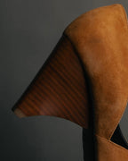 "Hermès" 90's-00's Sculptural suede pointed-toe pumps