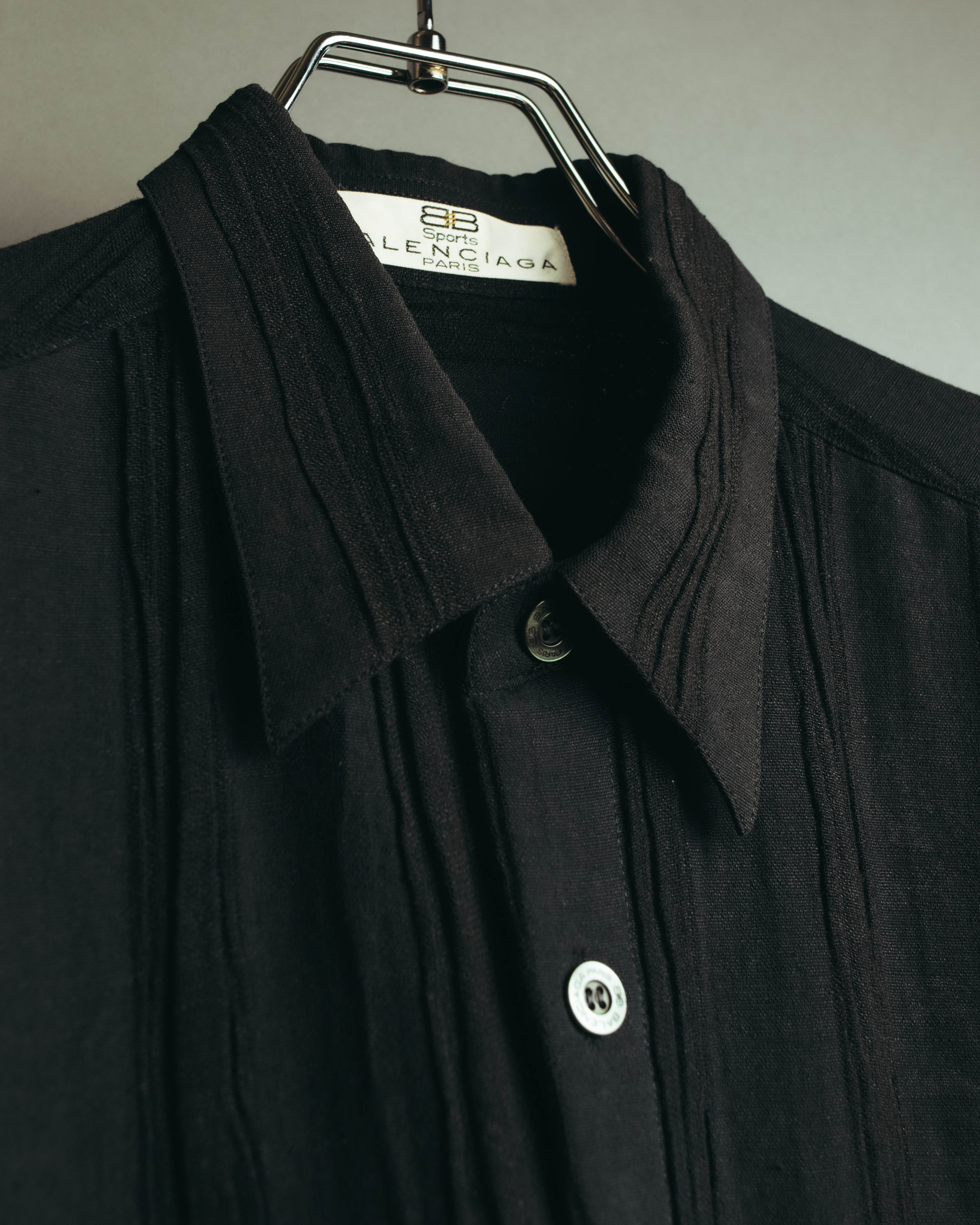 "BALENCIAGA" 80's-90's Textured linen blend shirt