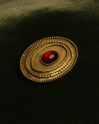 -SPECIAL- “CHANEL” 1982Years red cabochon oval brooch