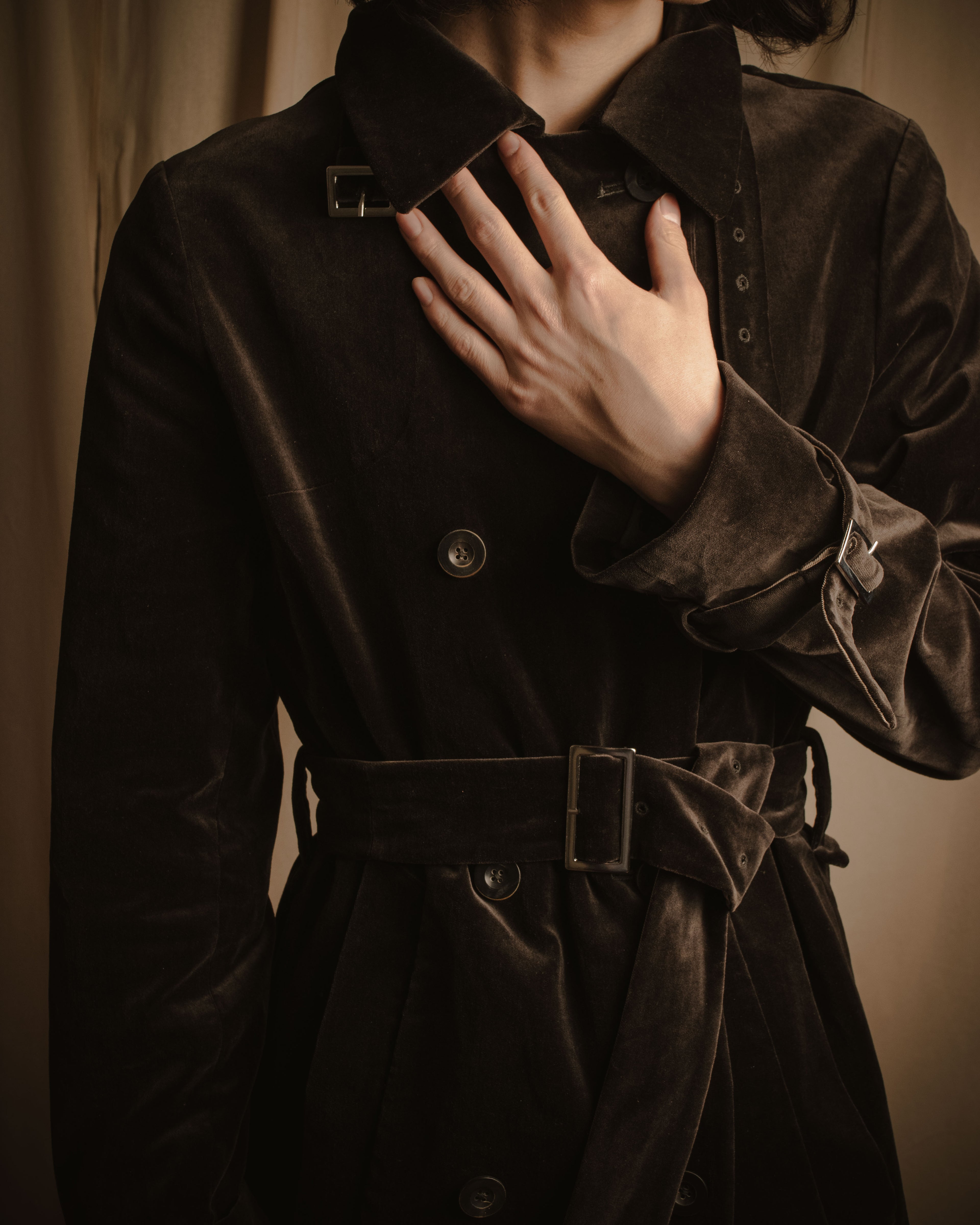 -SPECIAL- "JIL SANDER"
90’s-00’s Architectural cotton velvet belted coat