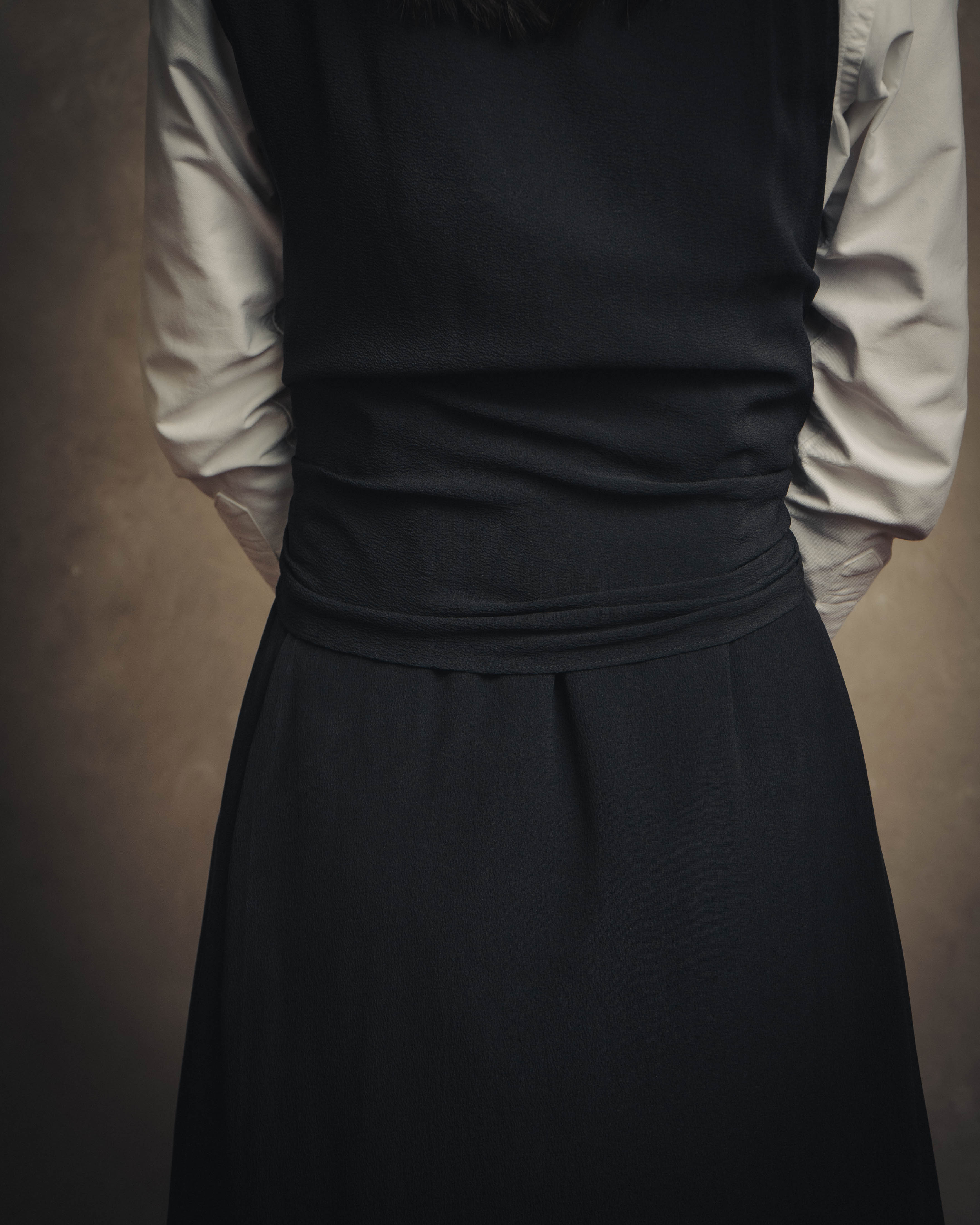 -SPECIAL- “HERMÈS“ 00’s-10’s Sleeveless silk draped shirt dress