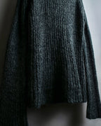 "Vintage deep V-neck fuzzy knit pullover"