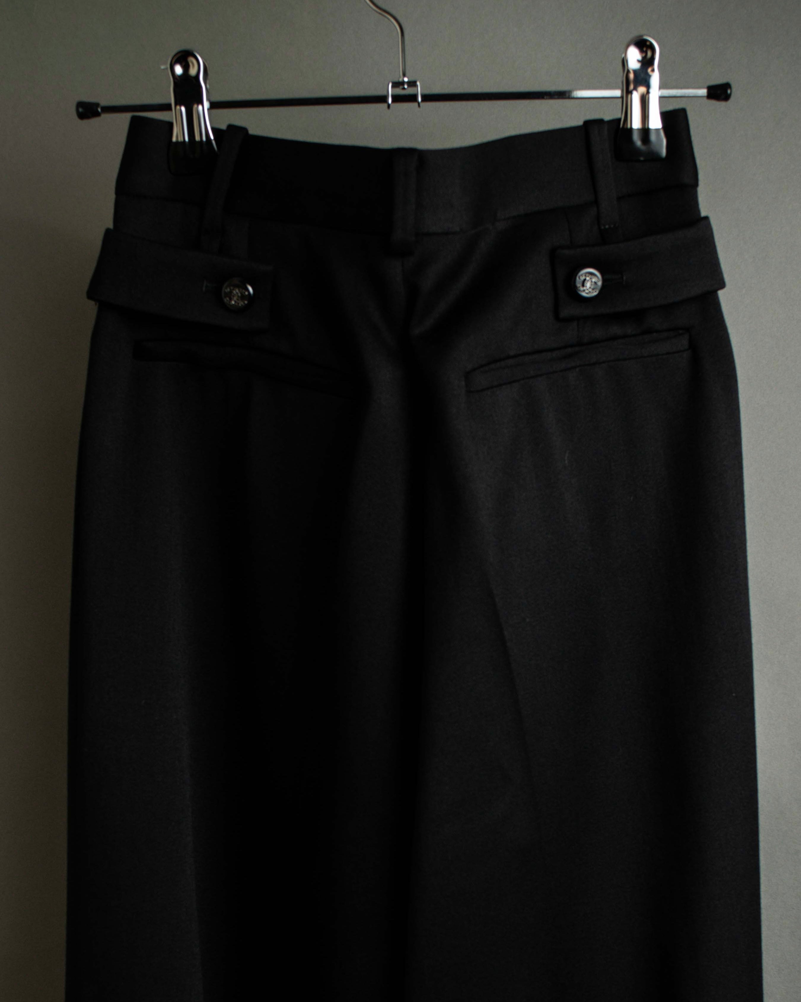 "CHANEL" Fringe design high waist straight cut slacks