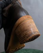 "HERMES" Shearling lining leather combination long boots