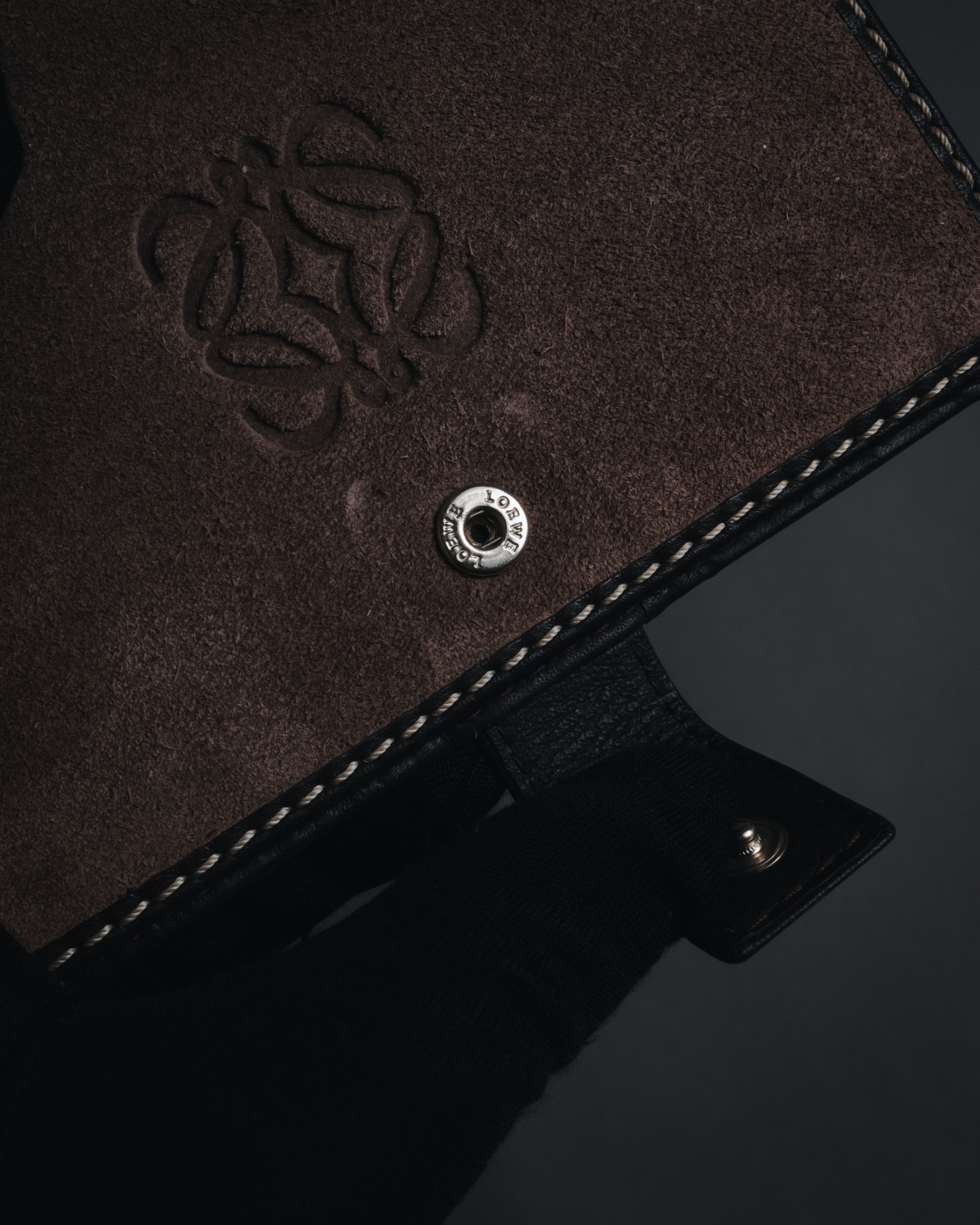 "LOEWE" Anagram-embossed suede bi-fold wallet