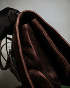 "PRADA" Leather loop strap design suede leather bag