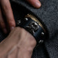 "GUCCI" Cat head motif stud design leather bracelet