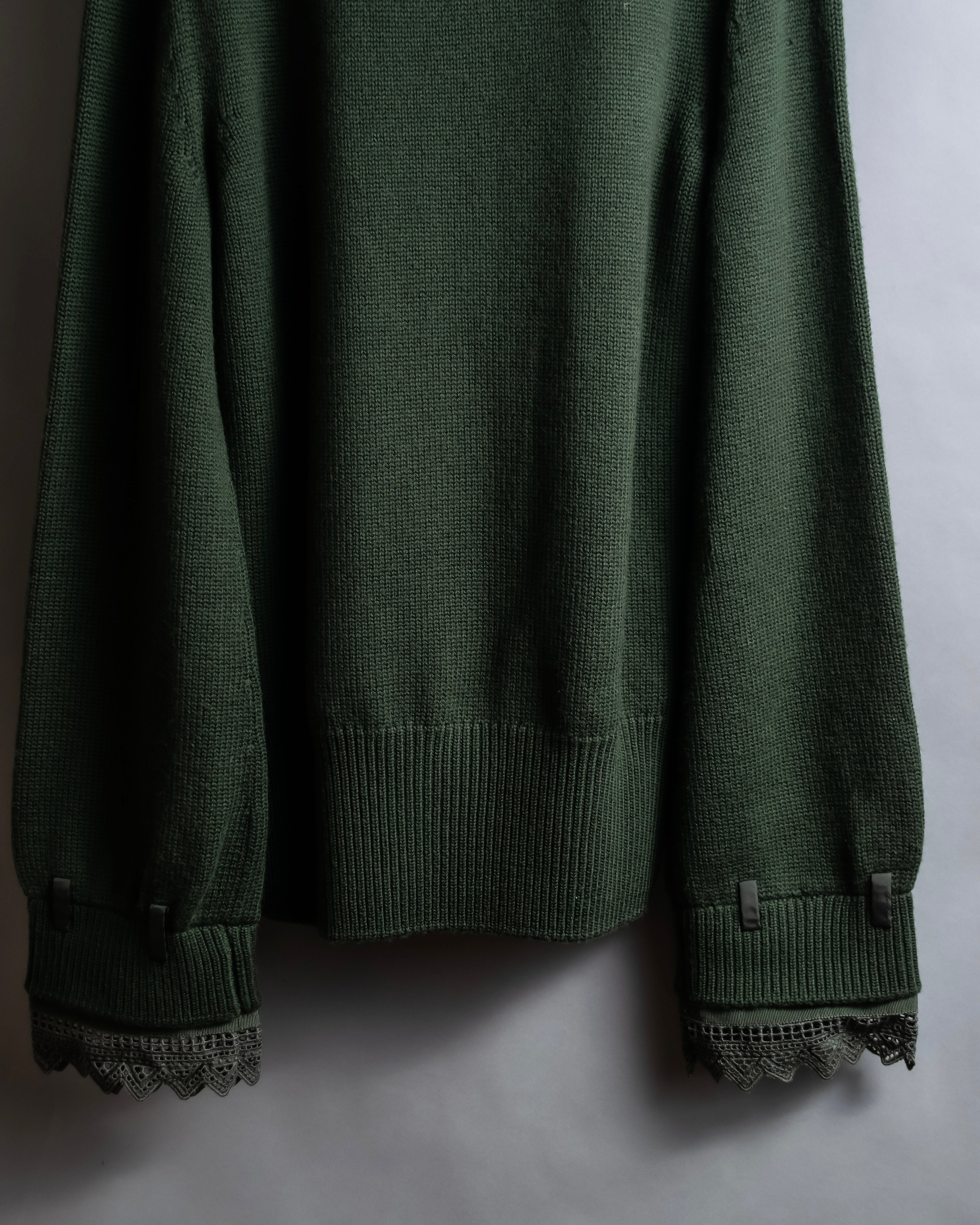 "MONCLER" Relaxed fit high neck lace change knit