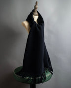 "CELINE" Logo engraved fringe design wool muffler