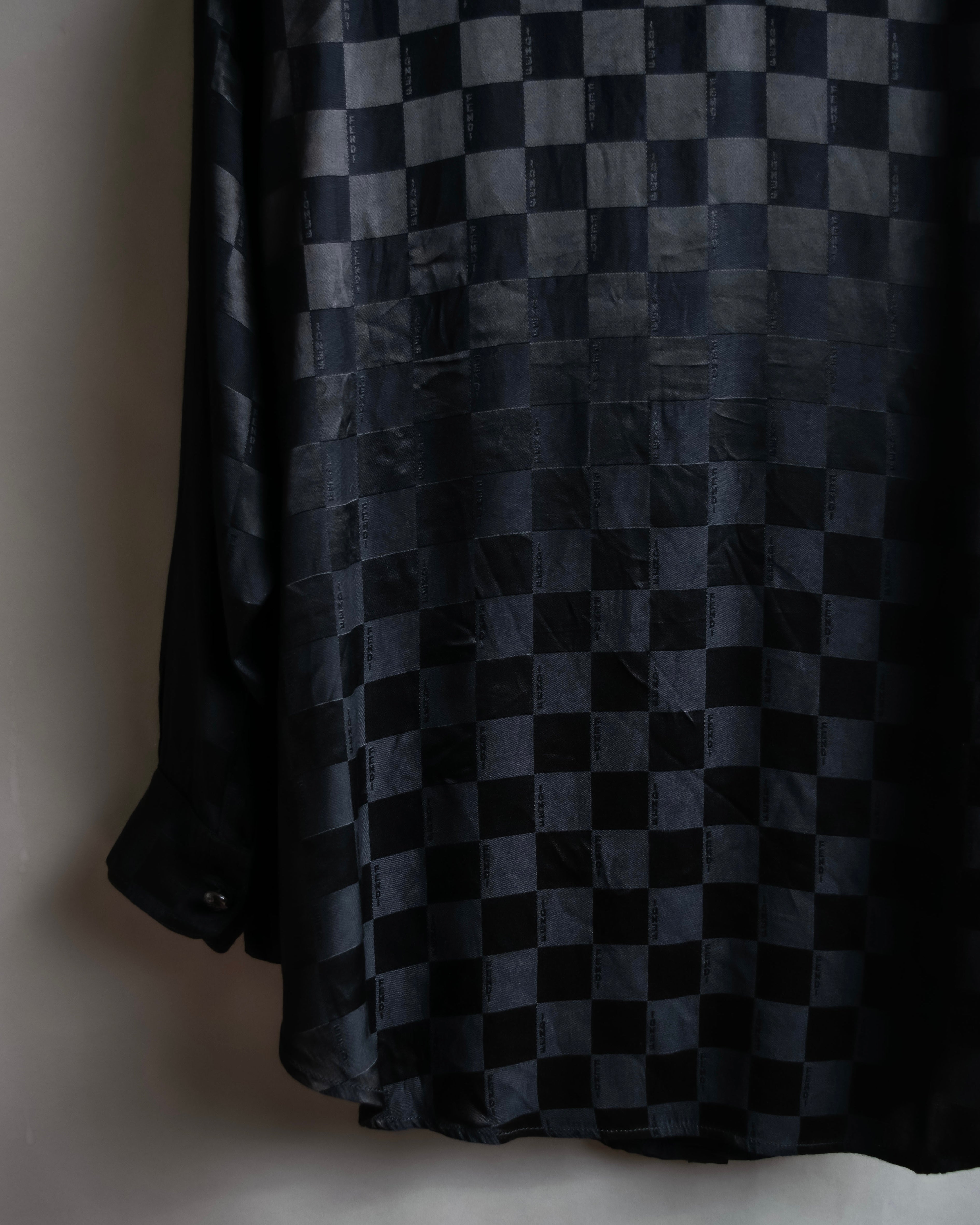 "FENDI JEANS" Logo engraved check pattern glossy shirt