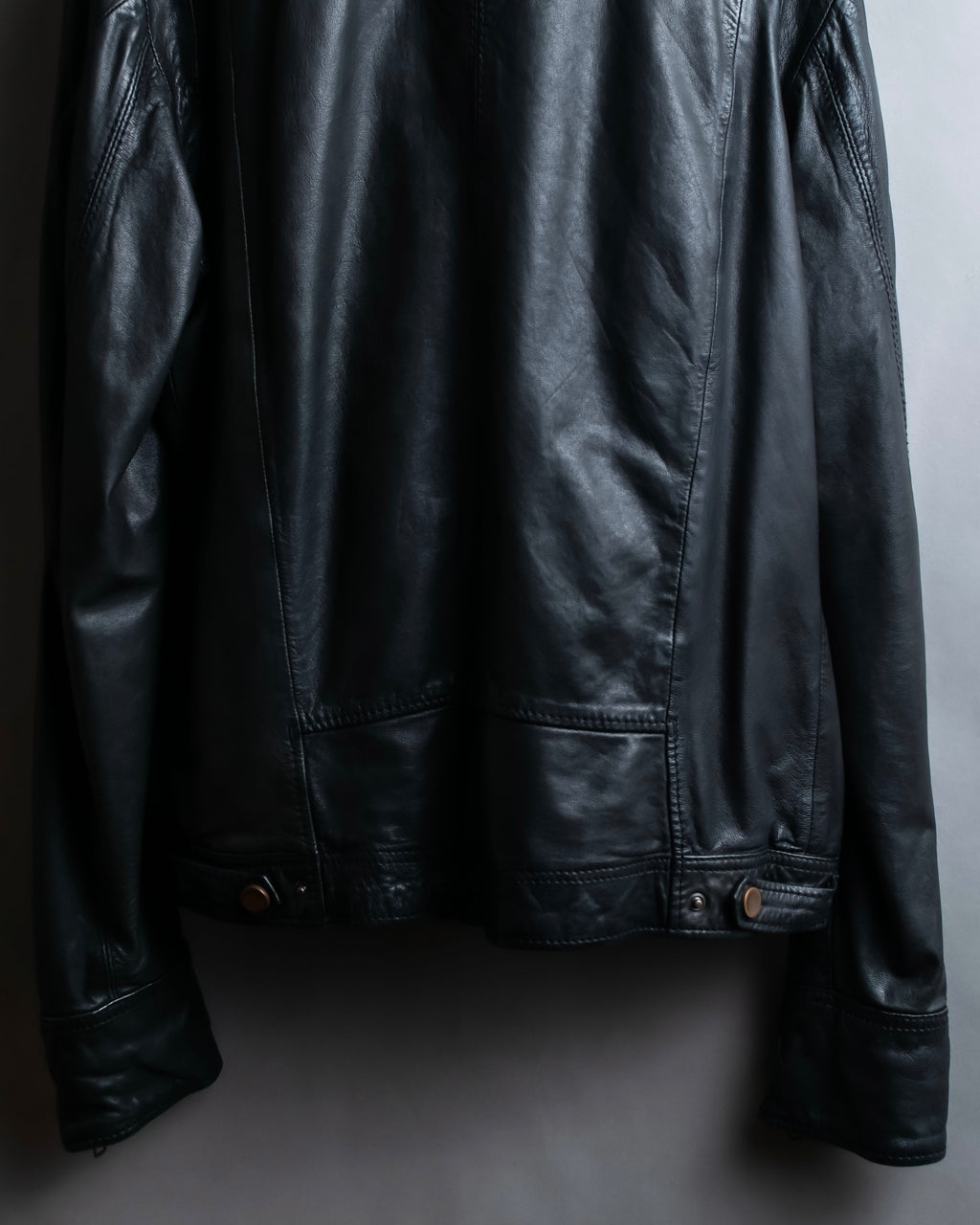 "DIESEL" Oversized stand collar lamb leather jacket