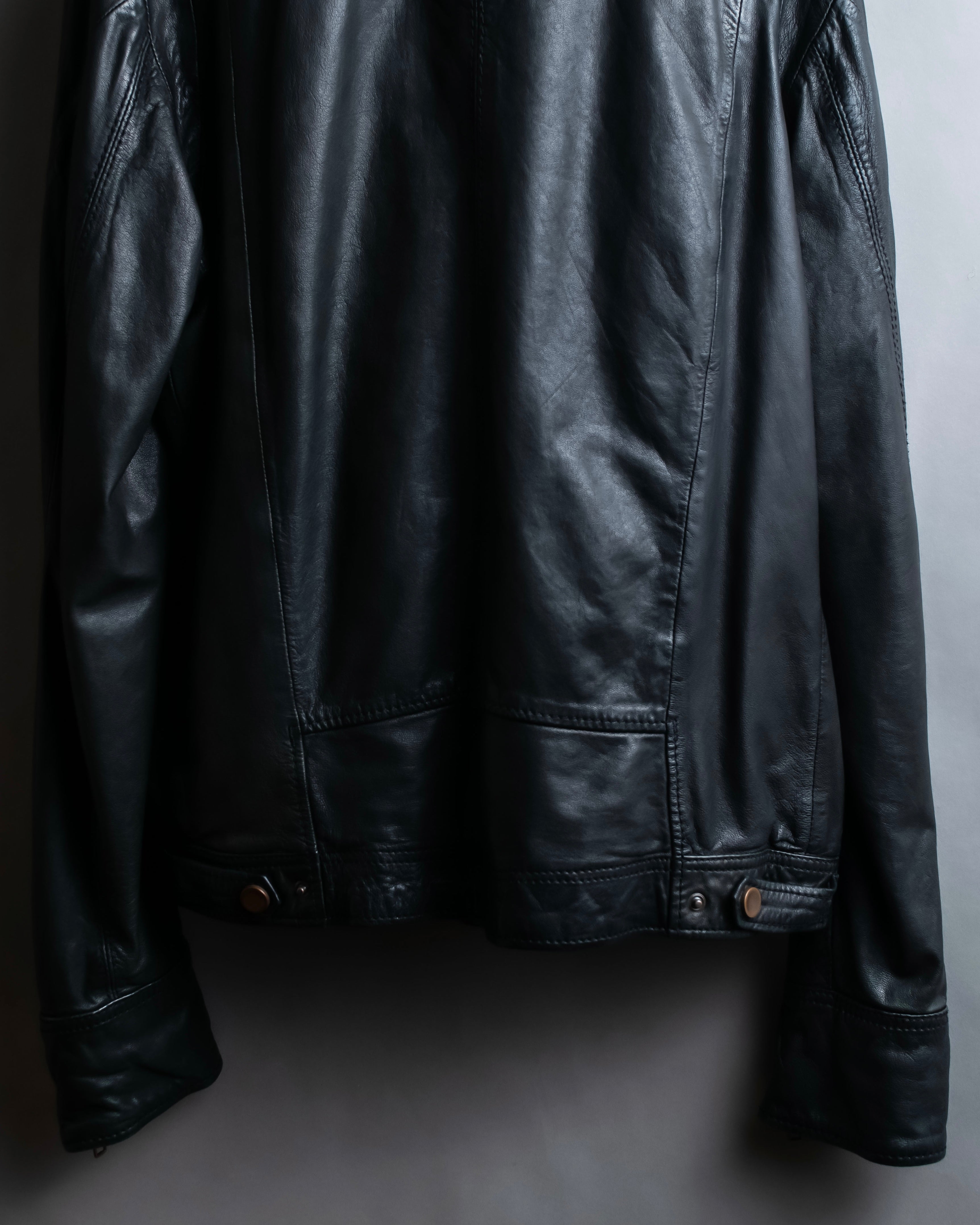 "DIESEL" Oversized stand collar lamb leather jacket