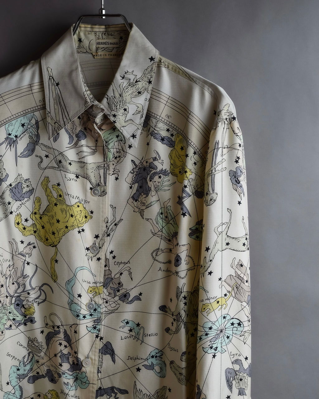 "HERMES" Margiela period Les Étoiles, Stars silk shirt