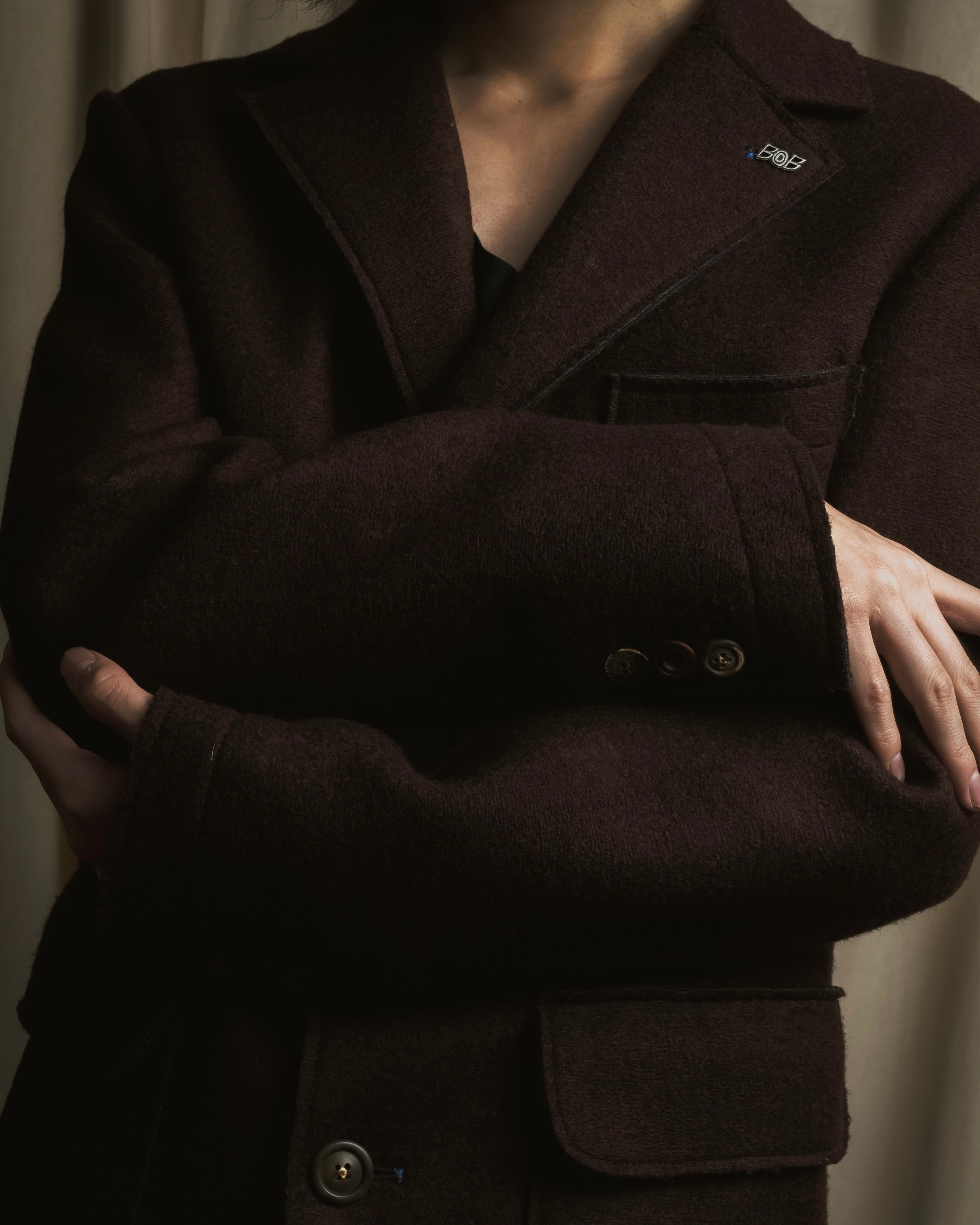 Abrigo de lana cepillada de un solo botón "BOB"