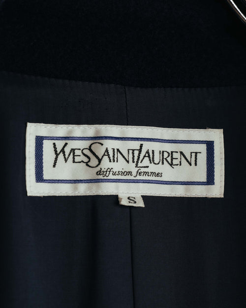 "Yves Saint Laurent" 80's-90's Gold-buttoned double-breasted wool coat