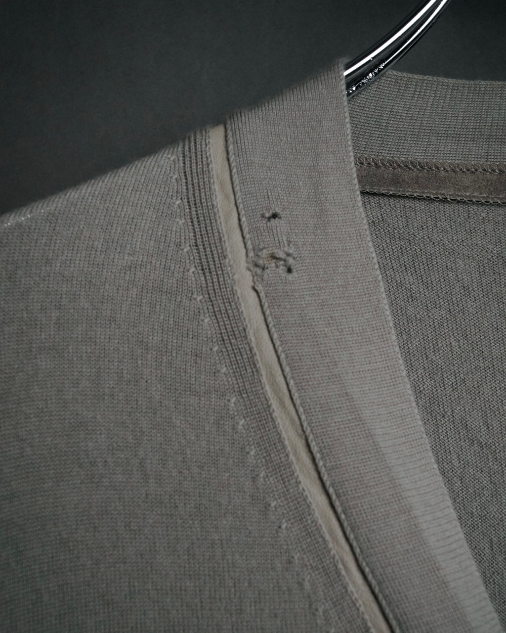 “HERMES” 2000’s Lambskin trimmed high gauge wool cardigan