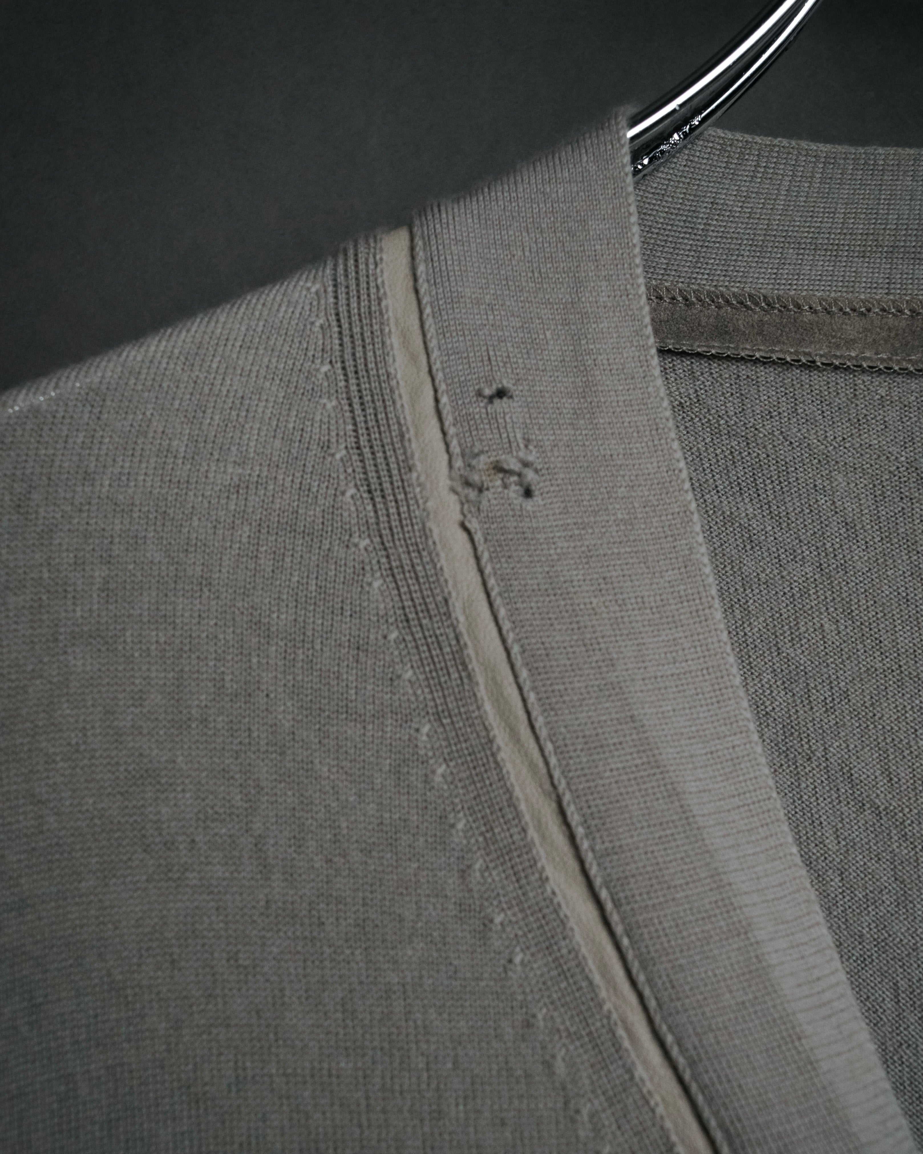 “HERMES” 2000’s Lambskin trimmed high gauge wool cardigan