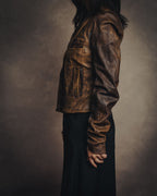 -SPECIAL- “Rick Owens” 00’s Washed lamb leather rib sleeve jacket