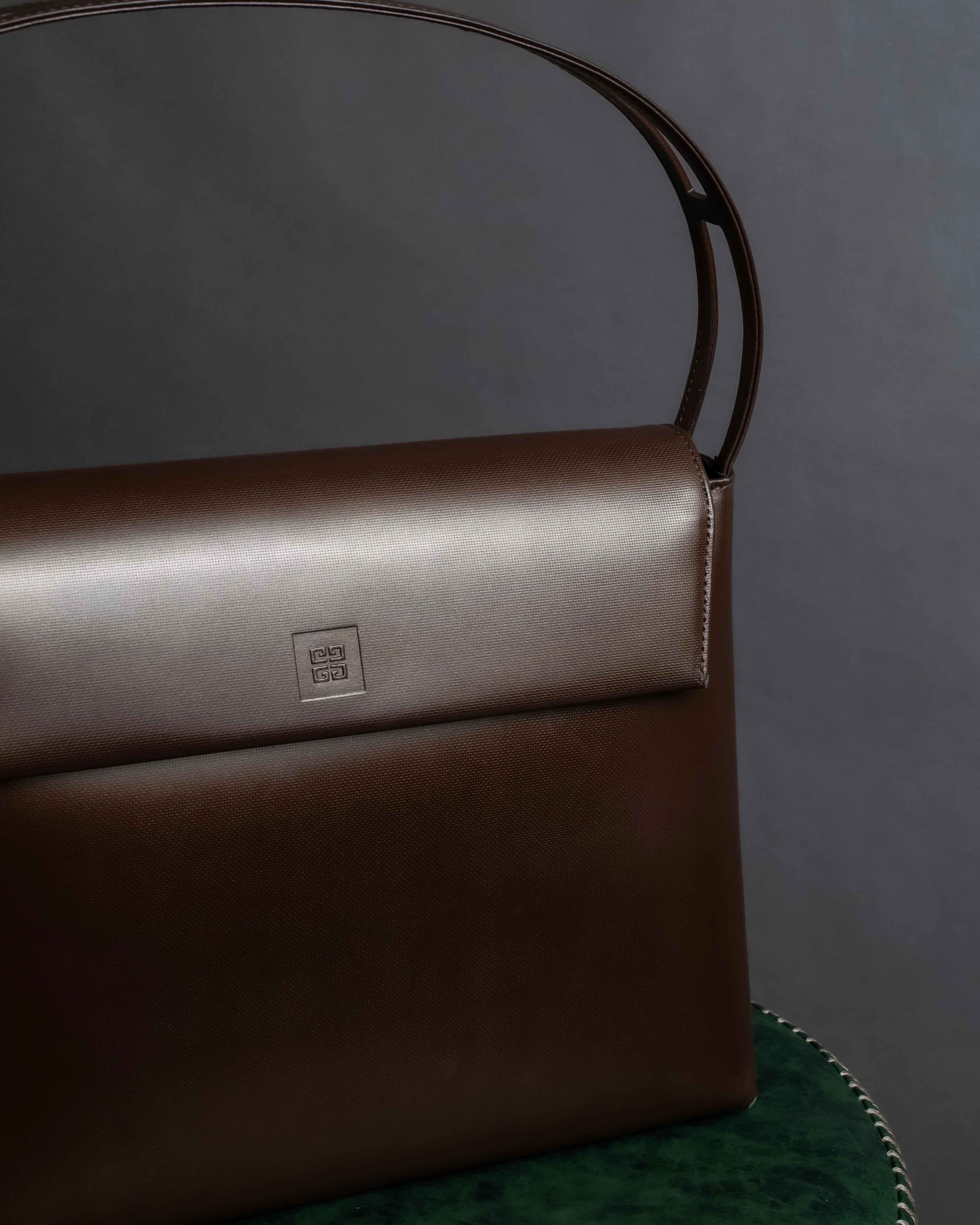 "GIVENCHY MAROQUINERIE" Trapezoidal brown leather one-handle bag