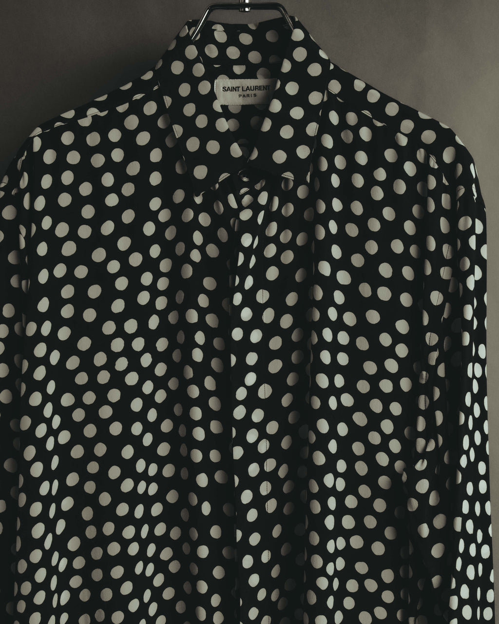 -SPECIAL- "Saint Laurent" 2019-2020 Polka dot silk long sleeve shirt