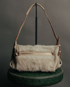 “Salvatore Ferragamo” 00’s Fur panel suede shoulder bag