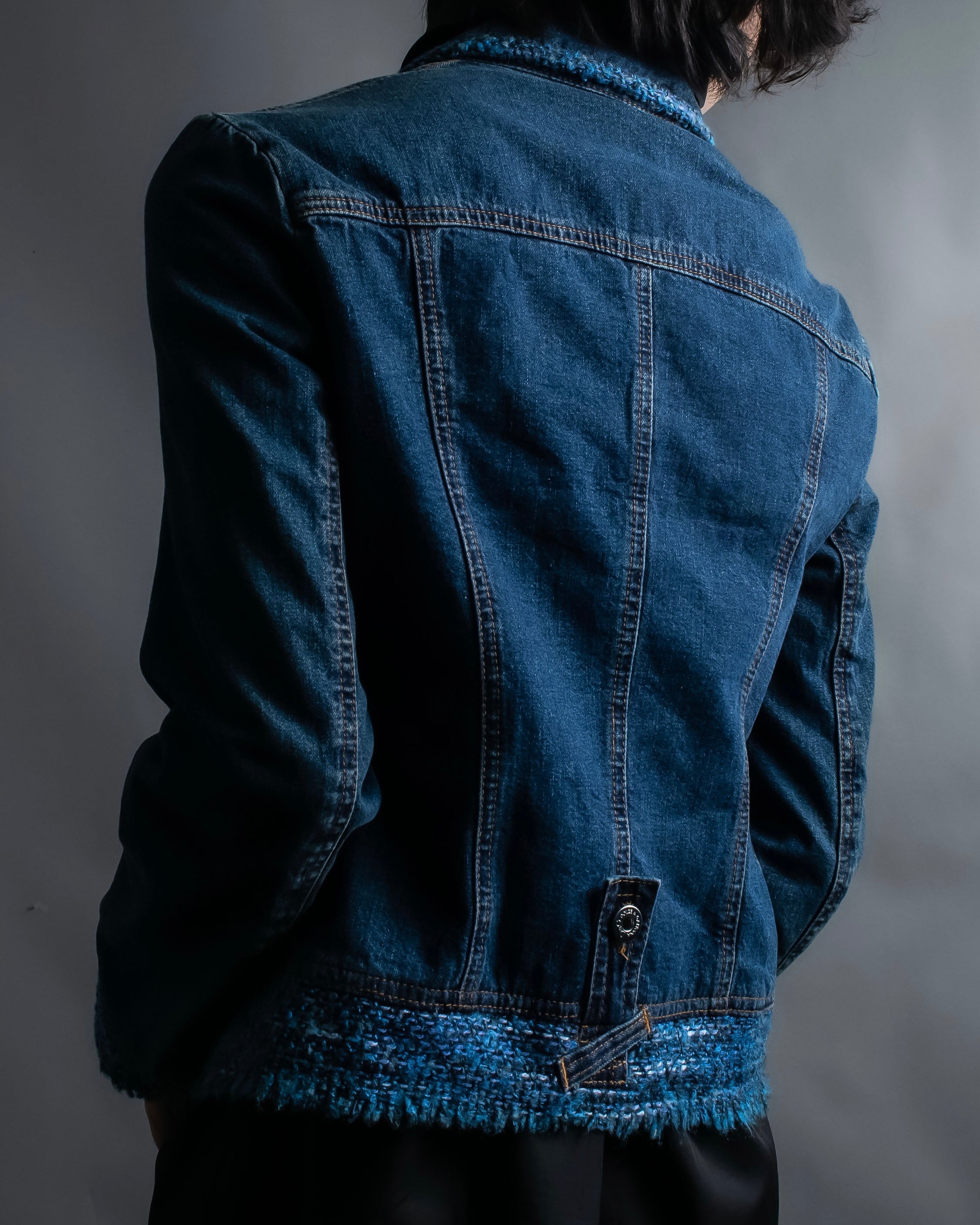 “D&amp;G” Tweed attached bijou button denim jacket