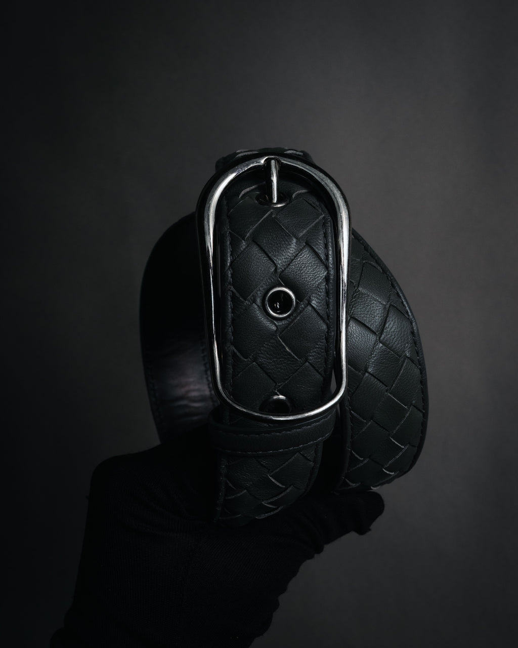 "BOTTEGA VENETA" 2000’s Intrecciato nappa leather grommet belt