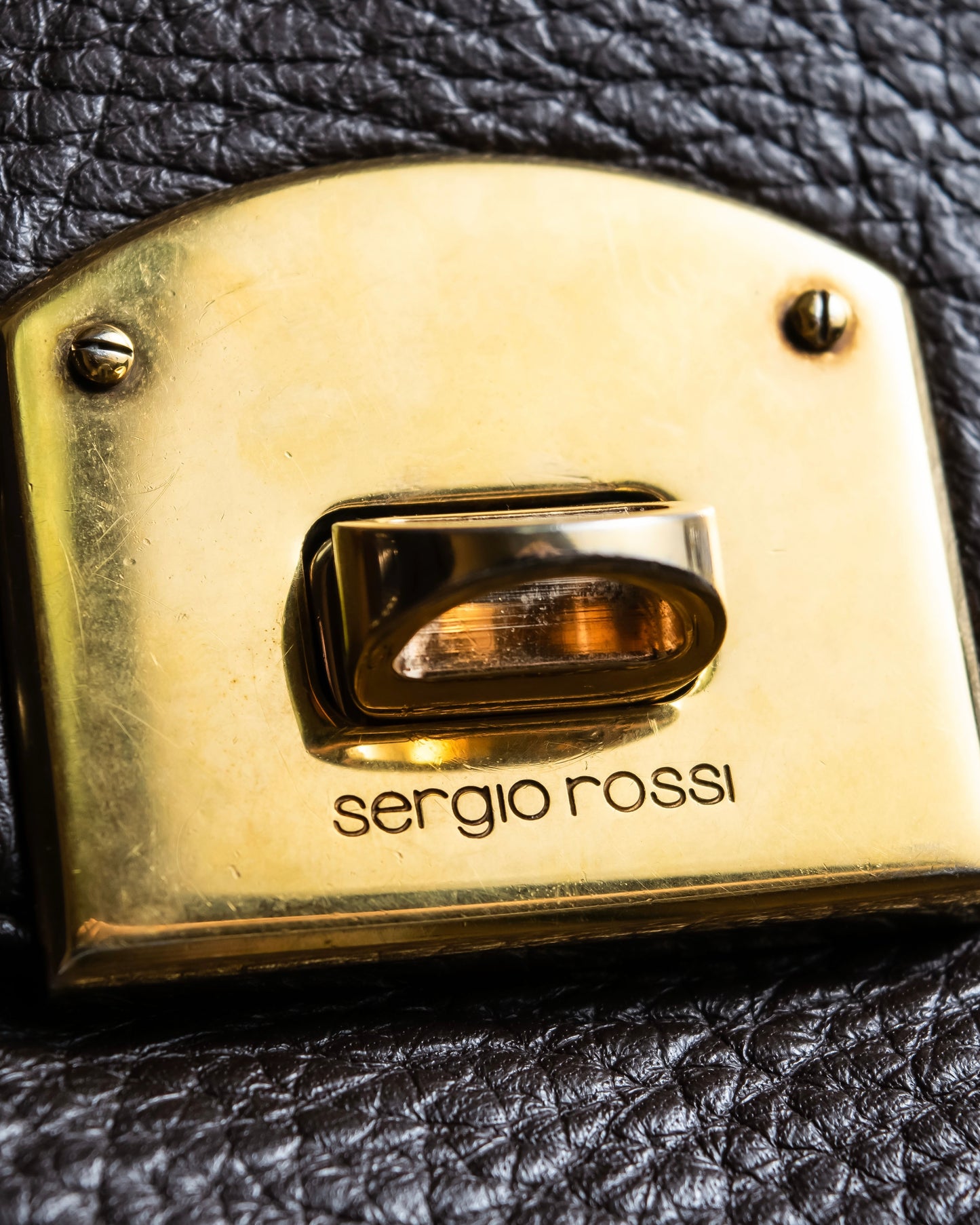 "Sergio Rossi" Stud design horizontal leather 2way shoulder bag