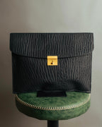 "Valextra" 80's-90's embossed leather document portfolio clutch