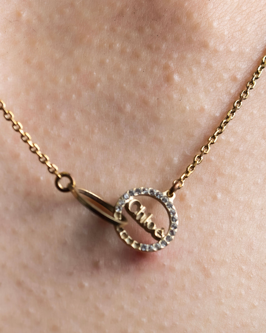 “Chloé” jewelry attached double ring necklace