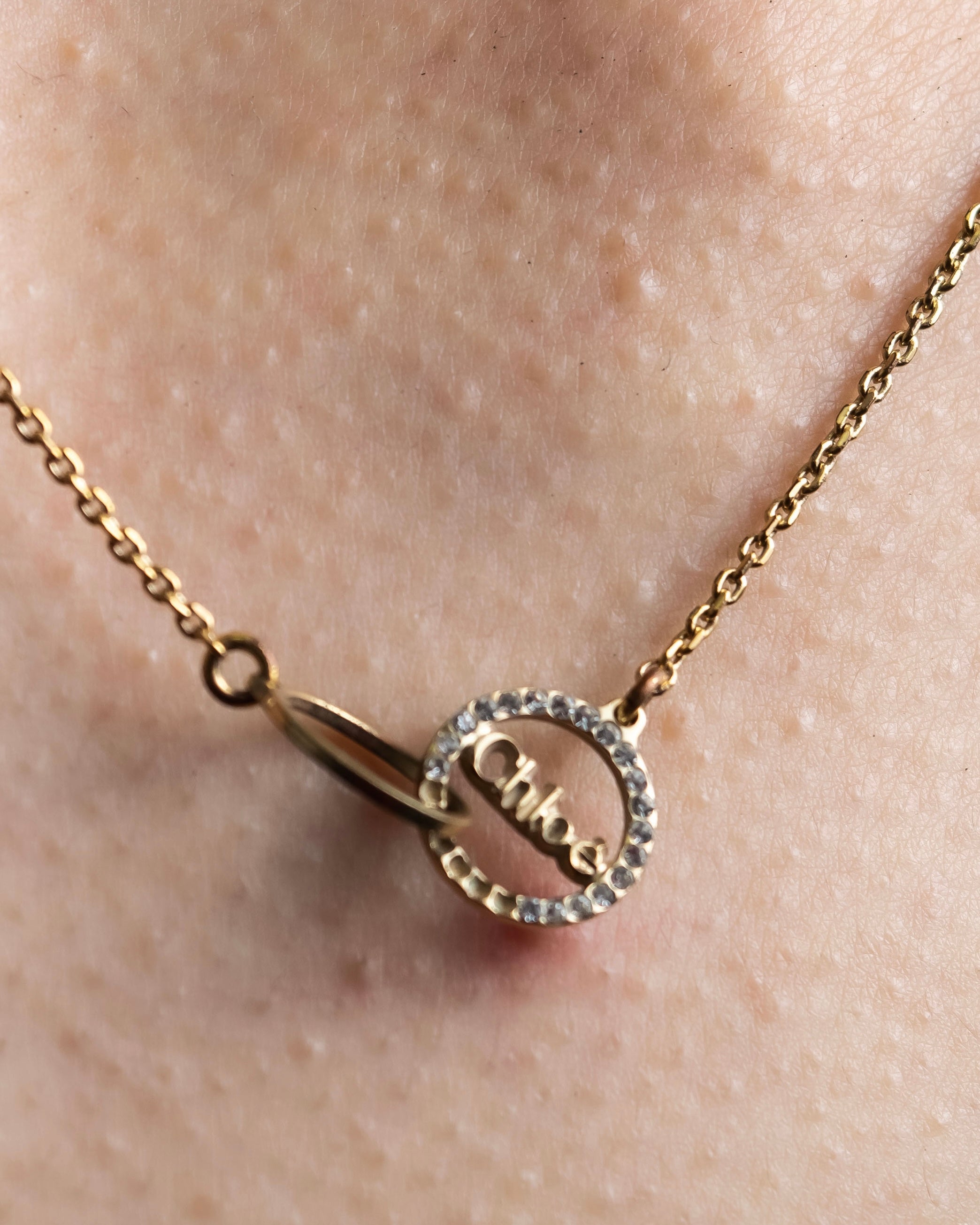 “Chloé” jewelry attached double ring necklace
