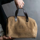 "LOEWE" Logo engraved suede mini boston bag