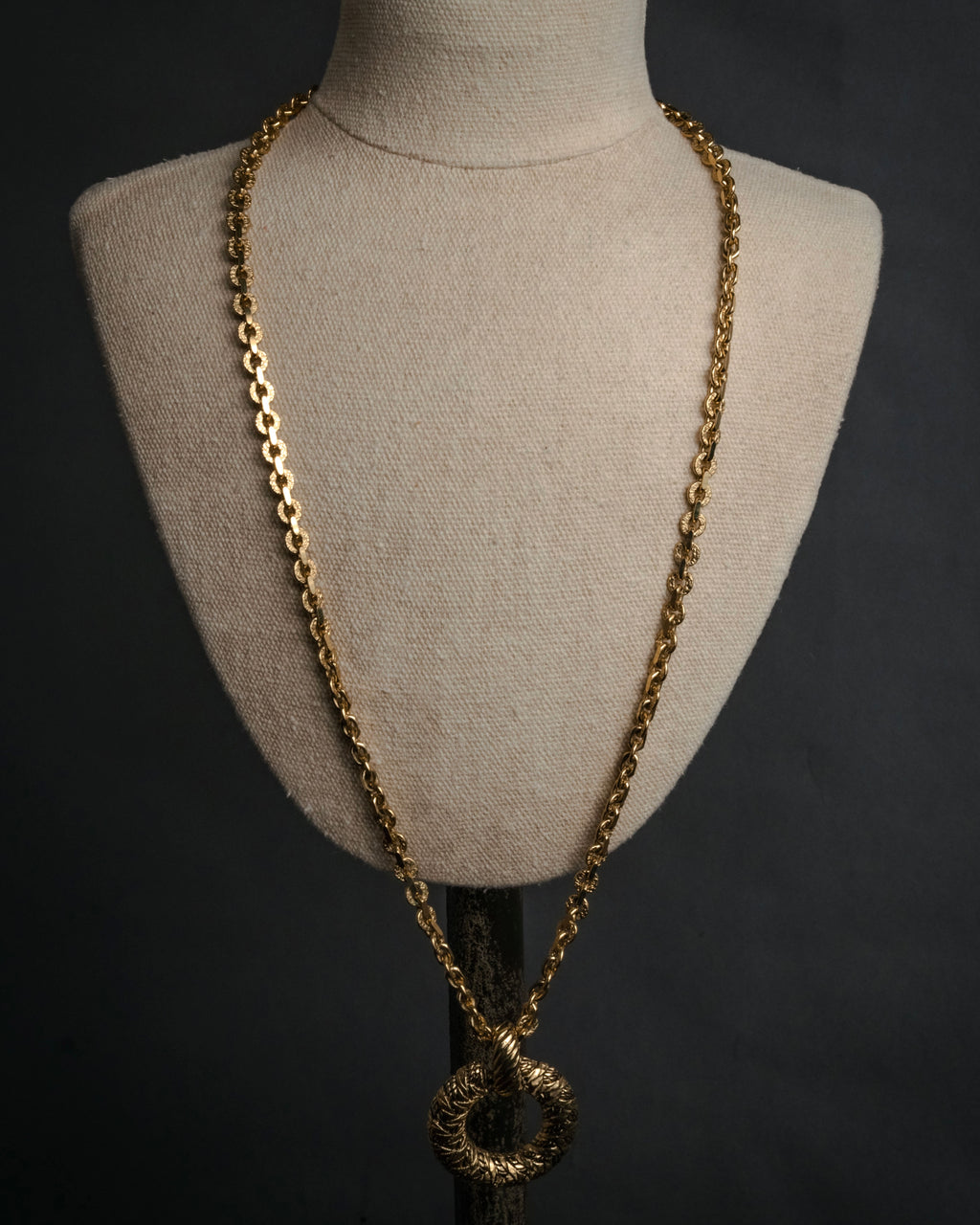 “Yves Saint Laurent” 1980’s-90’s Sculptural circle long necklace