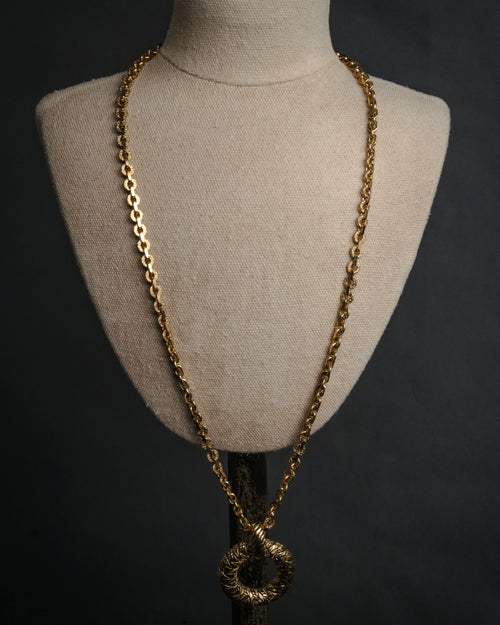 “Yves Saint Laurent” 1980’s-90’s Sculptural circle long necklace