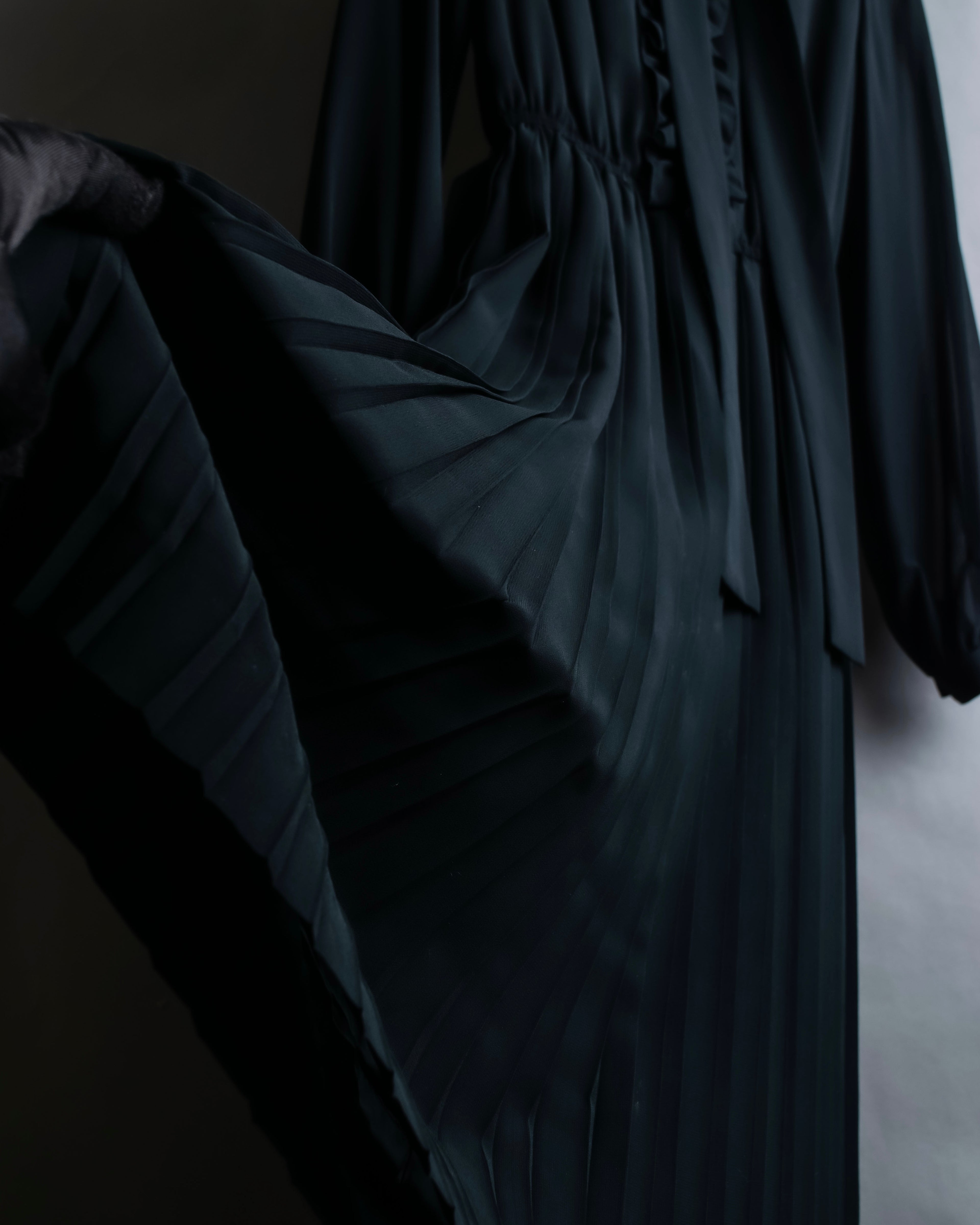 "SOANA" Bowtie belted design long black dress