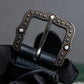 "GUCCI" Cat head motif stud design leather bracelet