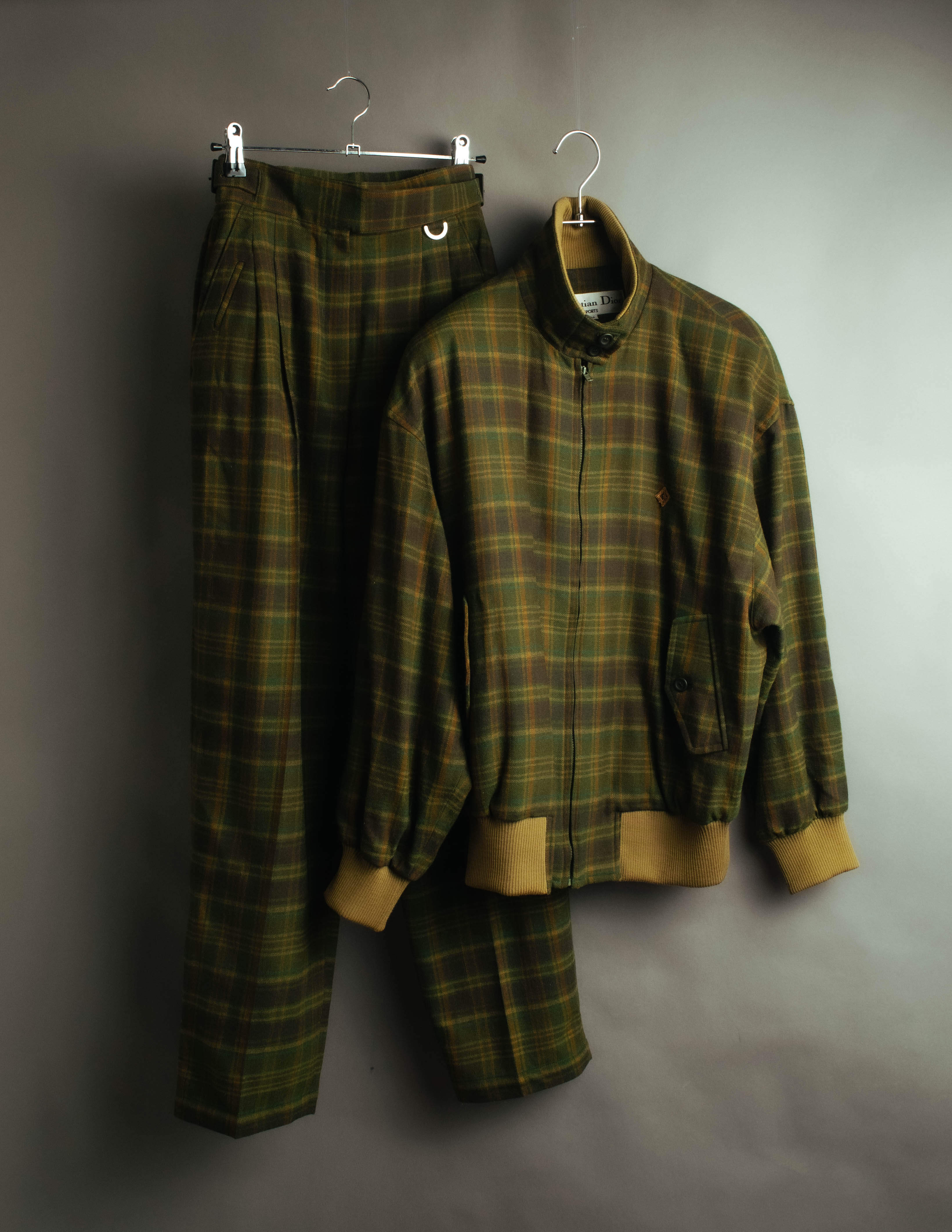 "Christian Dior" 80's-90's Wool plaid blouson and trousers set