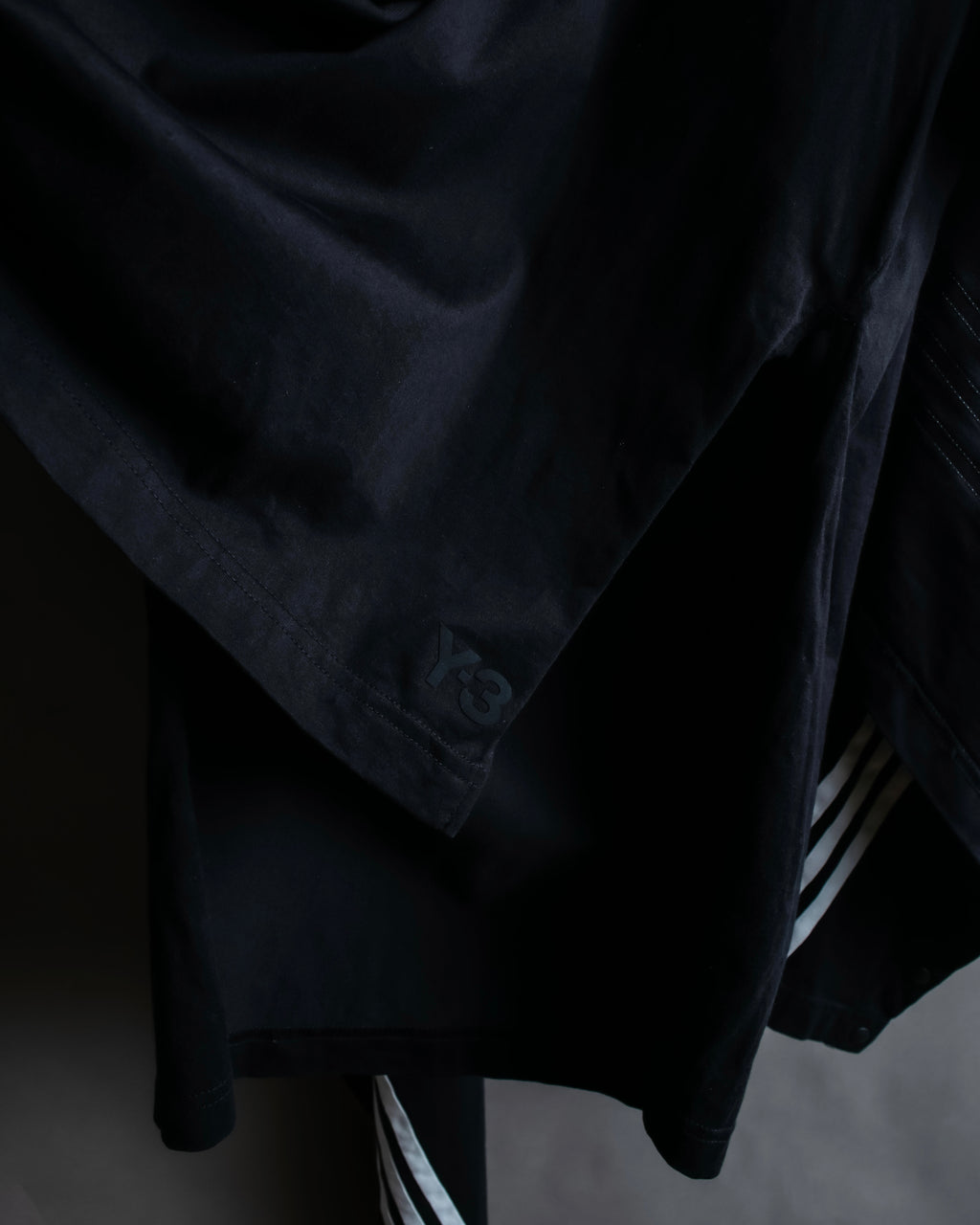 "Y-3" Asymmetrical three-stripes wrap dress