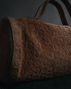 "CELINE" 00's Macadam logo engraved suede leather bag