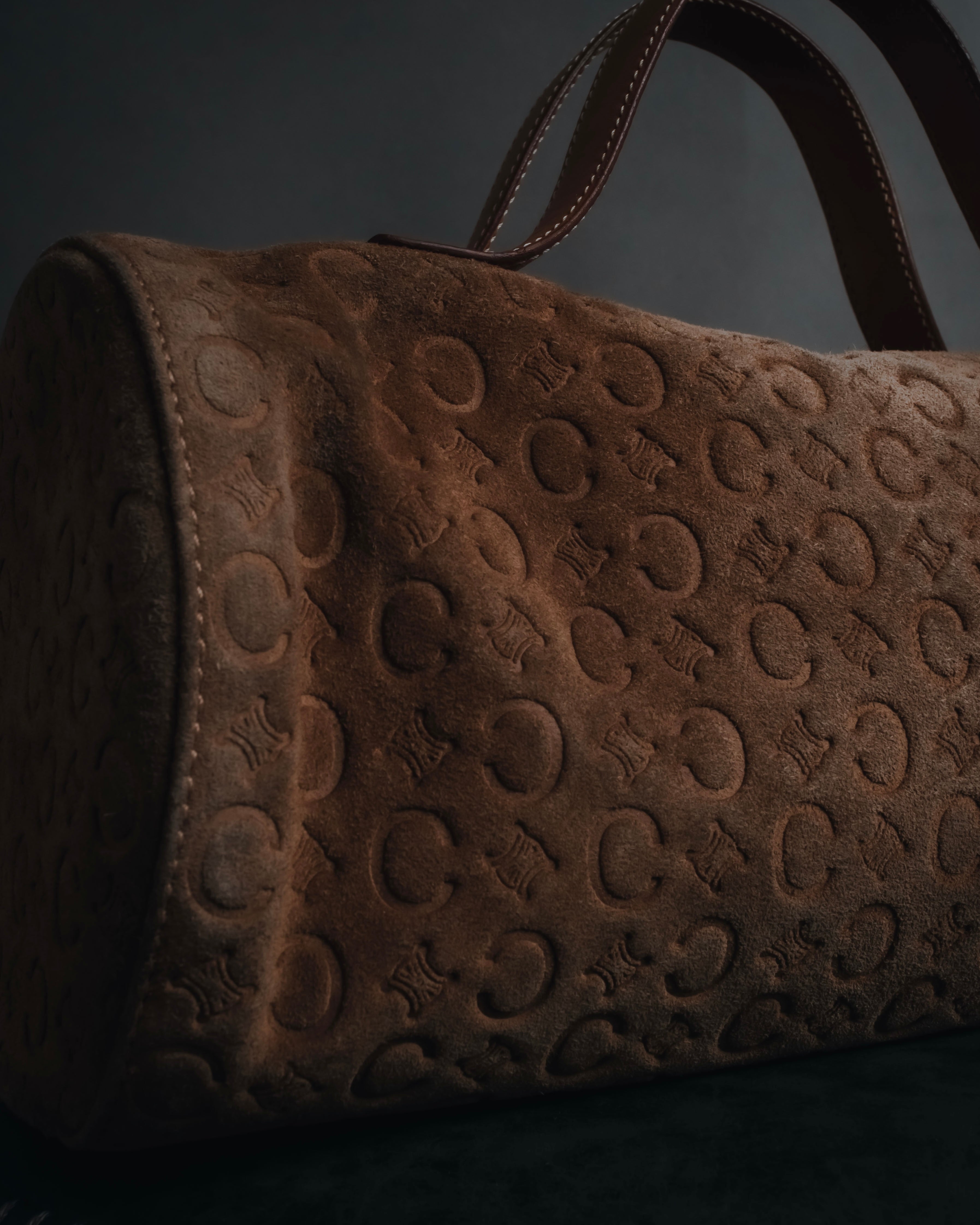 "CELINE" 00's Macadam logo engraved suede leather bag