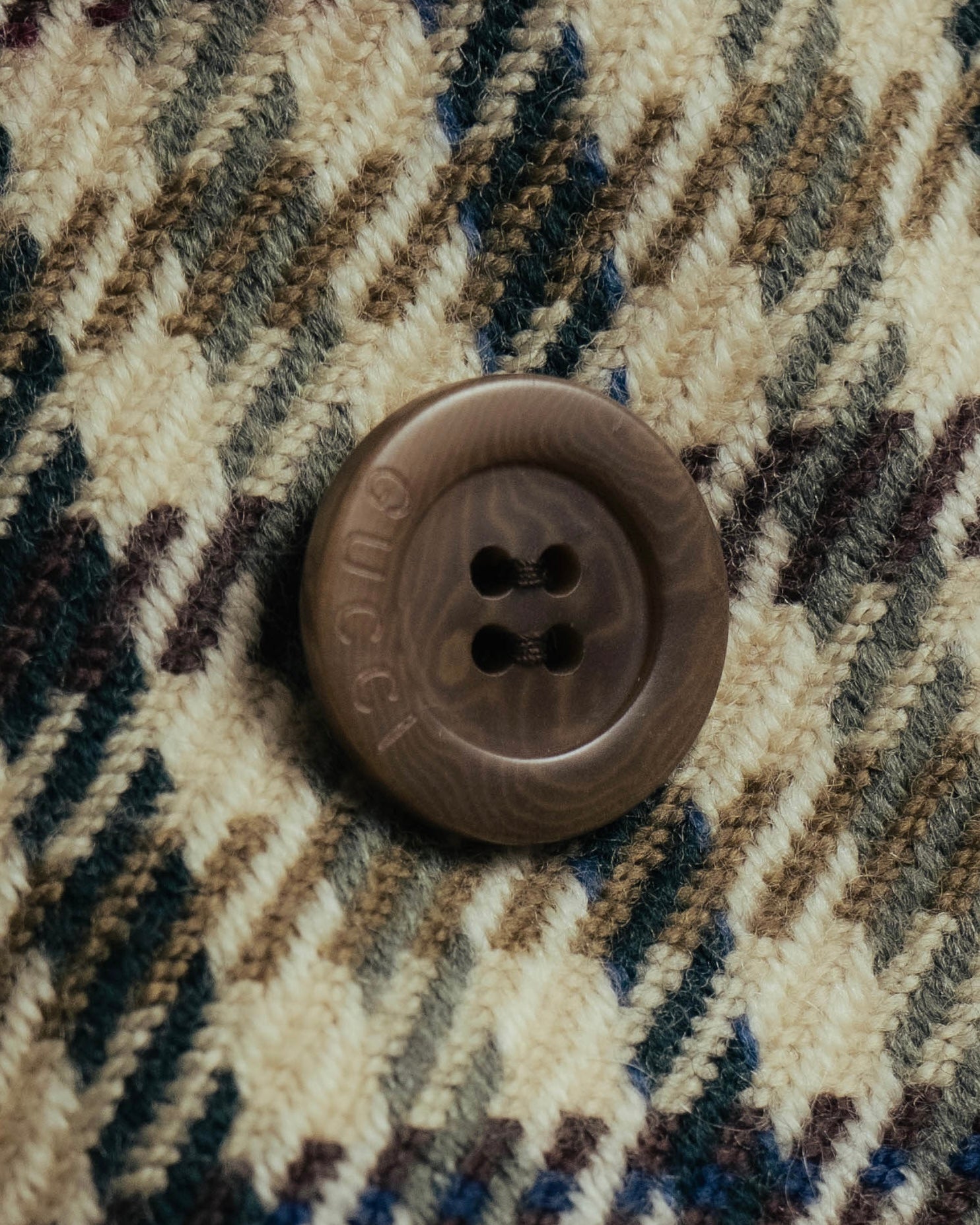 "GUCCI" 80's-early 90's Checked wool cashmere double-breasted jacket
