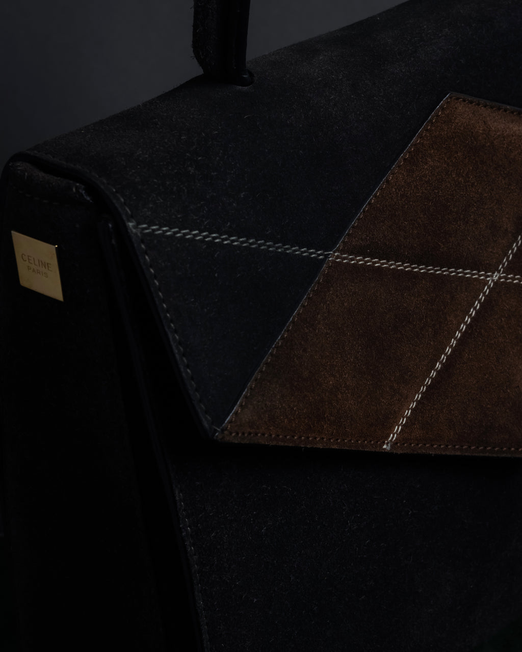 "CELINE" Losange design suede combination bag