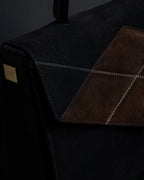 "CELINE" Losange design suede combination bag