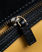 "GUCCI" Double flap design grained leather one-handle bag