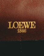 -SPECIAL- “LOEWE” 80’s-90’s embossed anagram suede shoulder bag