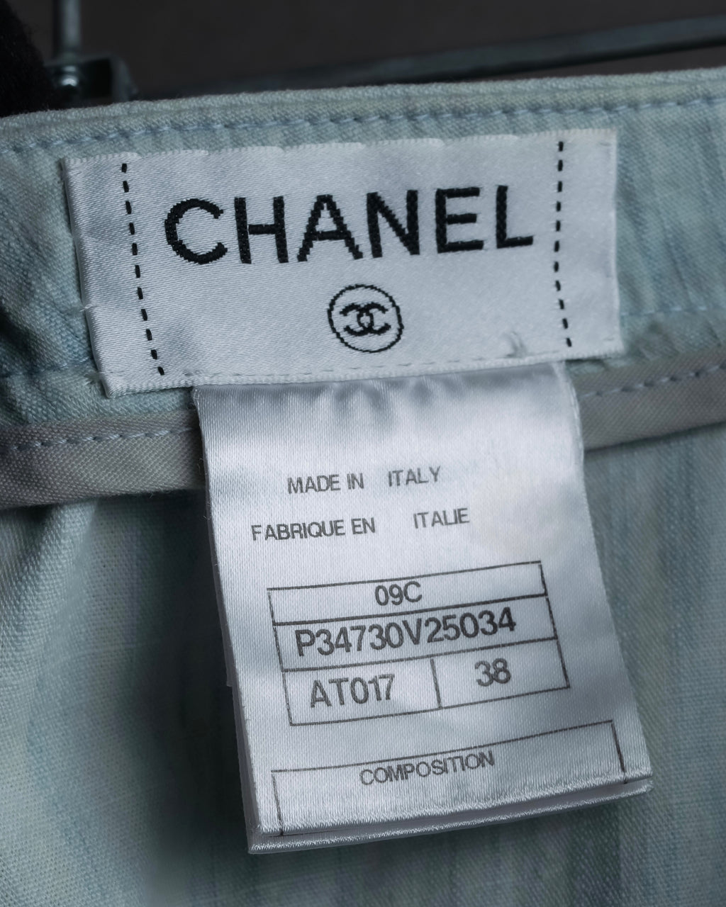 "CHANEL" Coco Mark button detail washed flared denim