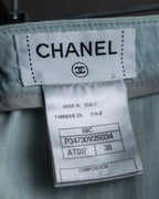 "CHANEL" Coco Mark button detail washed flared denim