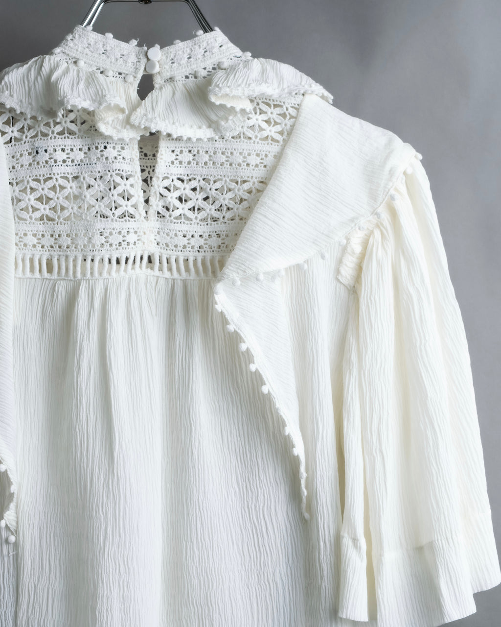 "ISABEL MARANT" Lace knit frill docking sheer blouse